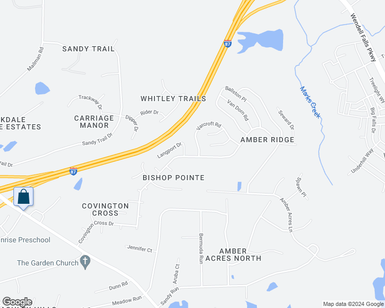 map of restaurants, bars, coffee shops, grocery stores, and more near 808 Troubadour Lane in Knightdale