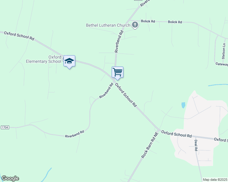map of restaurants, bars, coffee shops, grocery stores, and more near 5717 Oxford School Road in Claremont