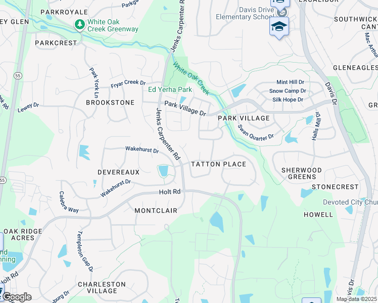map of restaurants, bars, coffee shops, grocery stores, and more near 304 Billingrath Turn Lane in Cary
