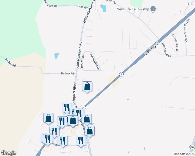 map of restaurants, bars, coffee shops, grocery stores, and more near 340 Jenny Cove in Ripley