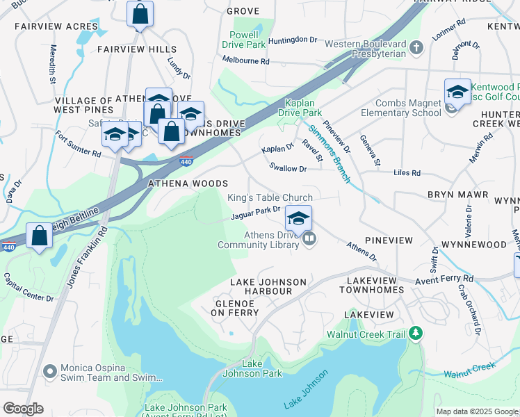 map of restaurants, bars, coffee shops, grocery stores, and more near 612 Safran Court in Raleigh