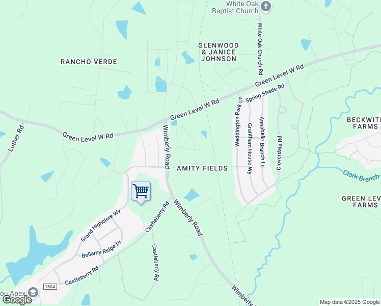 map of restaurants, bars, coffee shops, grocery stores, and more near 617 Wimberly Road in Apex