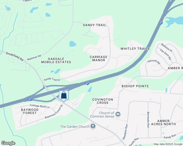 map of restaurants, bars, coffee shops, grocery stores, and more near 5537 Sandy Trail Drive in Knightdale