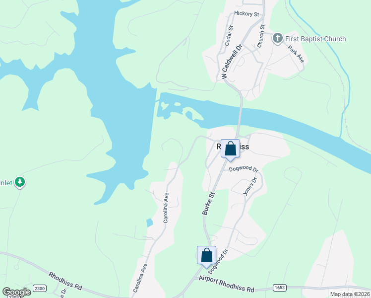 map of restaurants, bars, coffee shops, grocery stores, and more near 104 Lake Drive in Lenoir