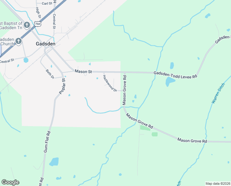 map of restaurants, bars, coffee shops, grocery stores, and more near 177 Hazlewood Sub Dv in Gadsden