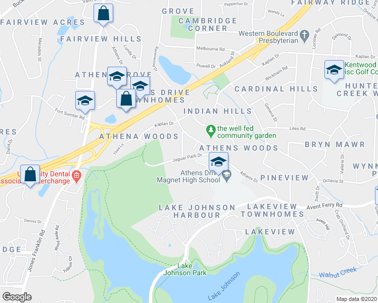 map of restaurants, bars, coffee shops, grocery stores, and more near 612 Safran Court in Raleigh