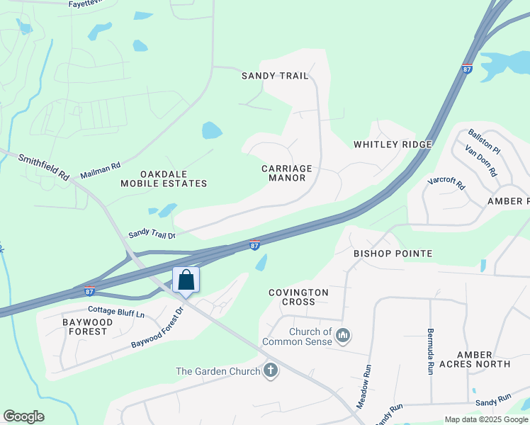 map of restaurants, bars, coffee shops, grocery stores, and more near 5537 Sandy Trail Drive in Knightdale