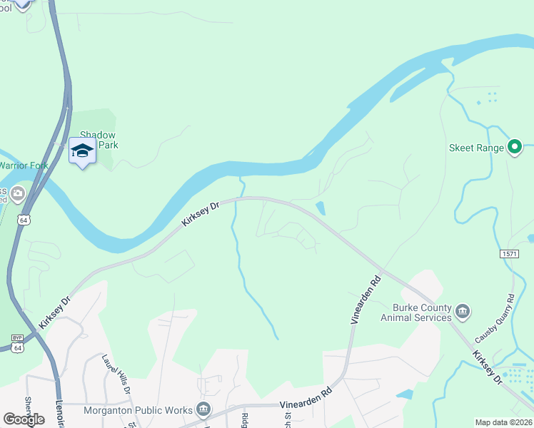 map of restaurants, bars, coffee shops, grocery stores, and more near 103 Liberty Trail in Morganton