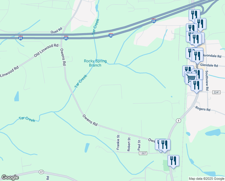 map of restaurants, bars, coffee shops, grocery stores, and more near 624 Owens Road in Lexington
