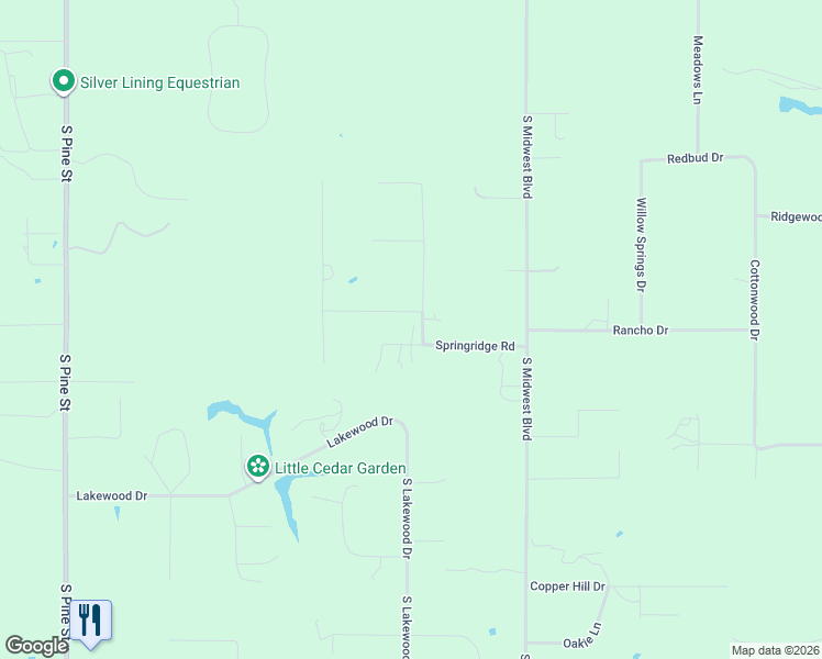 map of restaurants, bars, coffee shops, grocery stores, and more near 2546 Springridge Road in Guthrie