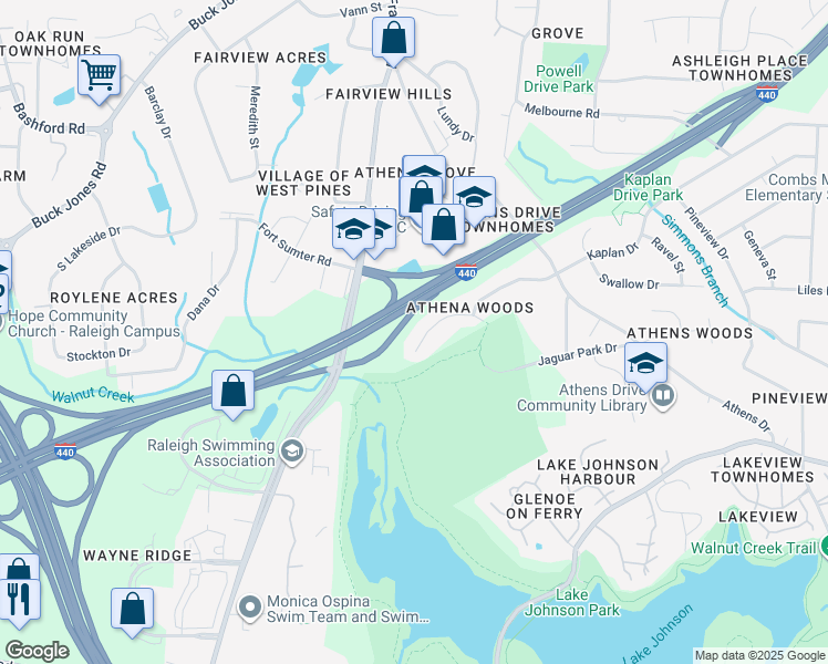 map of restaurants, bars, coffee shops, grocery stores, and more near 5633 Thea Lane in Raleigh