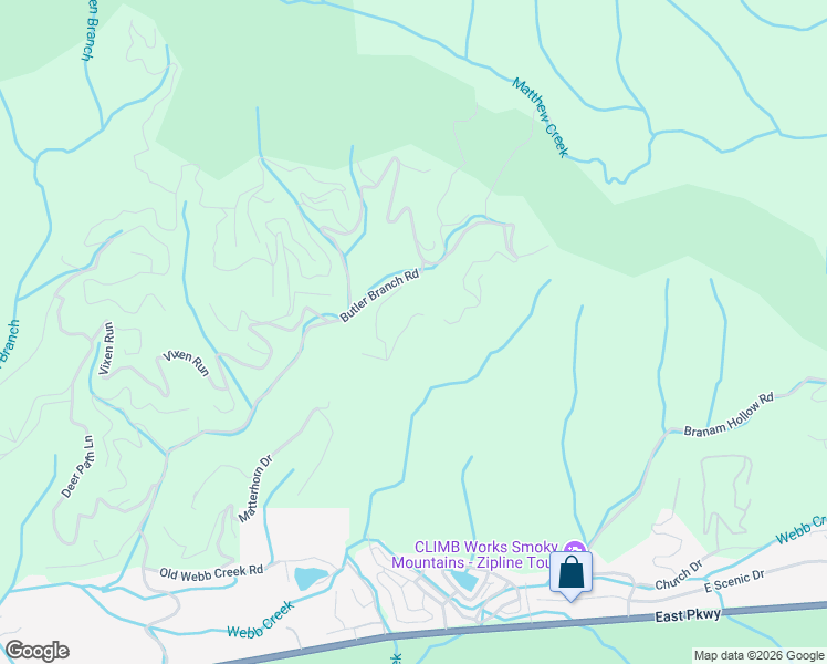 map of restaurants, bars, coffee shops, grocery stores, and more near 556 Thissa Way in Gatlinburg