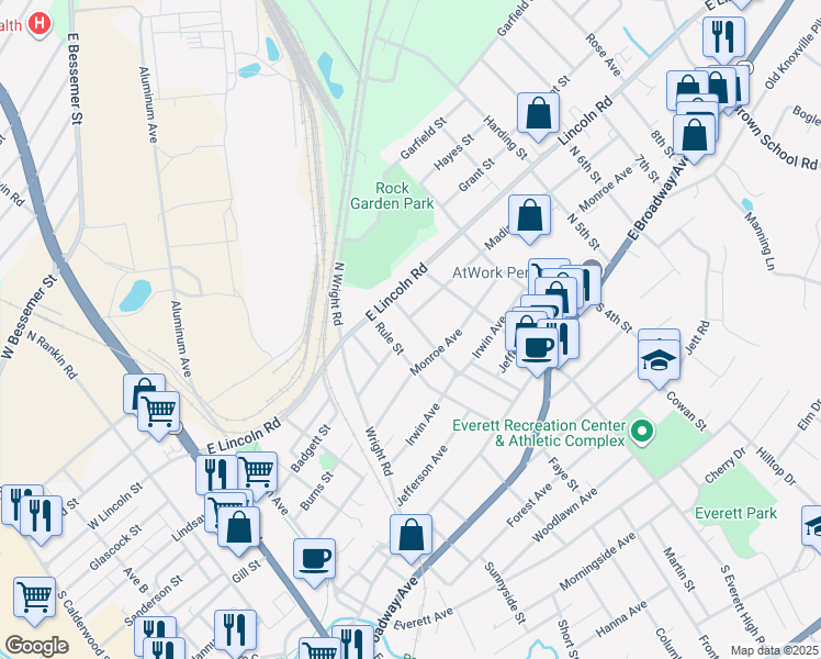 map of restaurants, bars, coffee shops, grocery stores, and more near 509 McGinley Street in Maryville