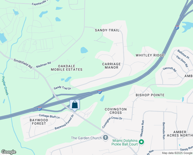 map of restaurants, bars, coffee shops, grocery stores, and more near 5548 Sandy Trail Drive in Knightdale