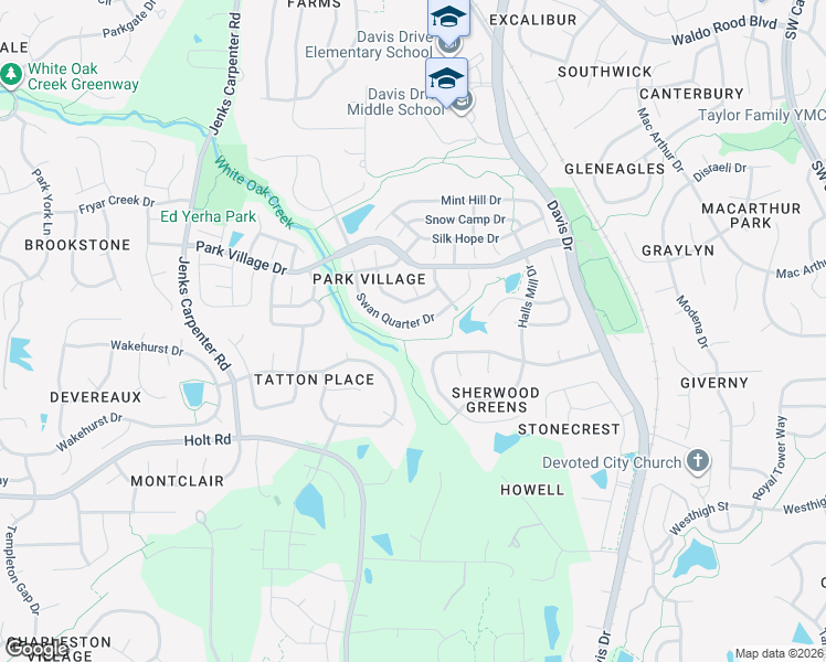 map of restaurants, bars, coffee shops, grocery stores, and more near 117 Swan Quarter Drive in Cary