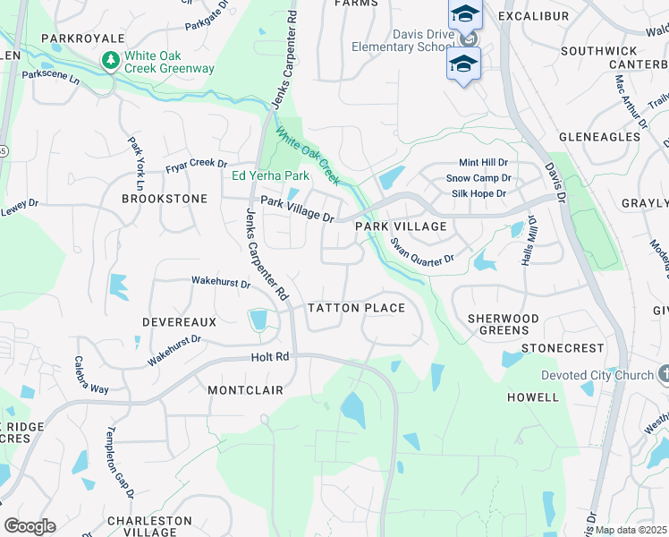 map of restaurants, bars, coffee shops, grocery stores, and more near 106 Billingrath Turn Lane in Cary