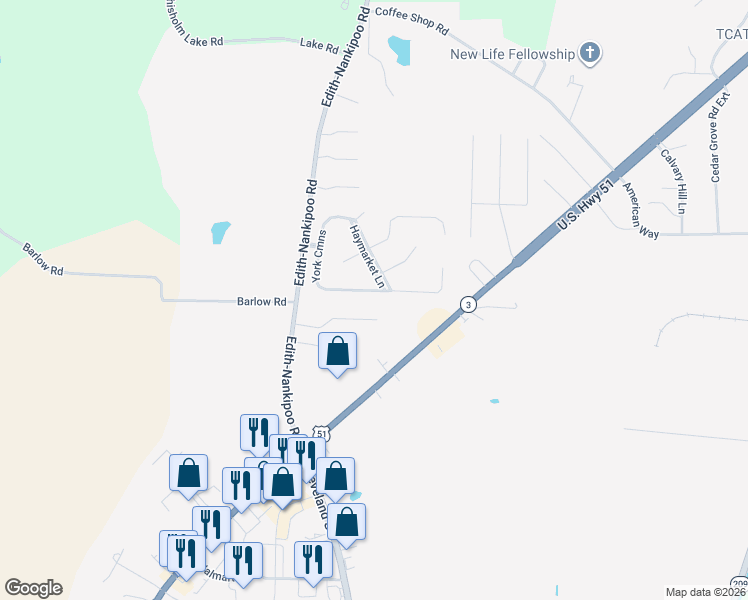 map of restaurants, bars, coffee shops, grocery stores, and more near 288 Jenny Cove in Ripley