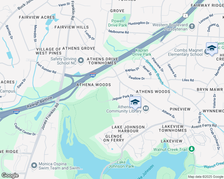 map of restaurants, bars, coffee shops, grocery stores, and more near 745 Smithdale Drive in Raleigh
