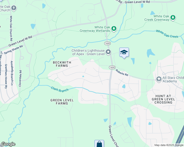 map of restaurants, bars, coffee shops, grocery stores, and more near 2515 Club Level Drive in Apex
