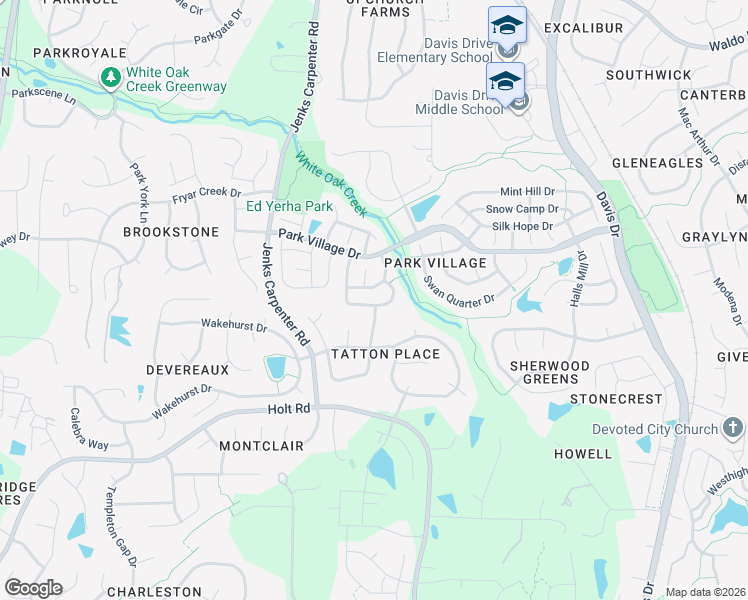 map of restaurants, bars, coffee shops, grocery stores, and more near 102 New Holland Place in Cary