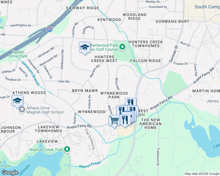 map of restaurants, bars, coffee shops, grocery stores, and more near 700 Brent Road in Raleigh
