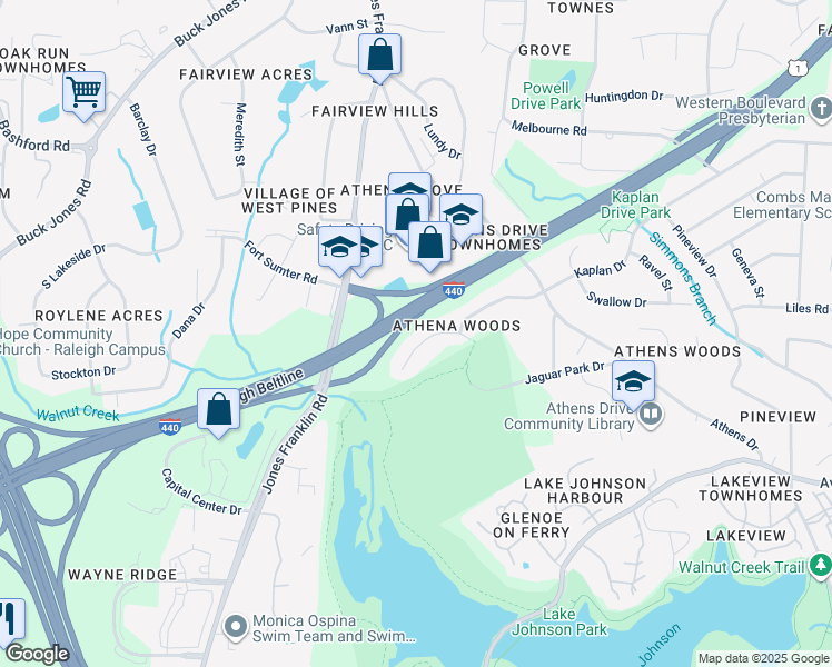 map of restaurants, bars, coffee shops, grocery stores, and more near 5620 Thea Lane in Raleigh