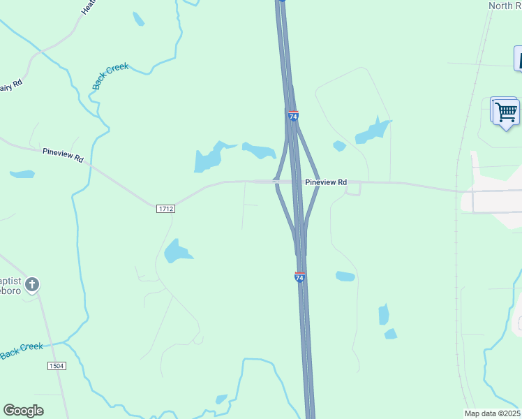 map of restaurants, bars, coffee shops, grocery stores, and more near 1193 Pineview Road in Randleman