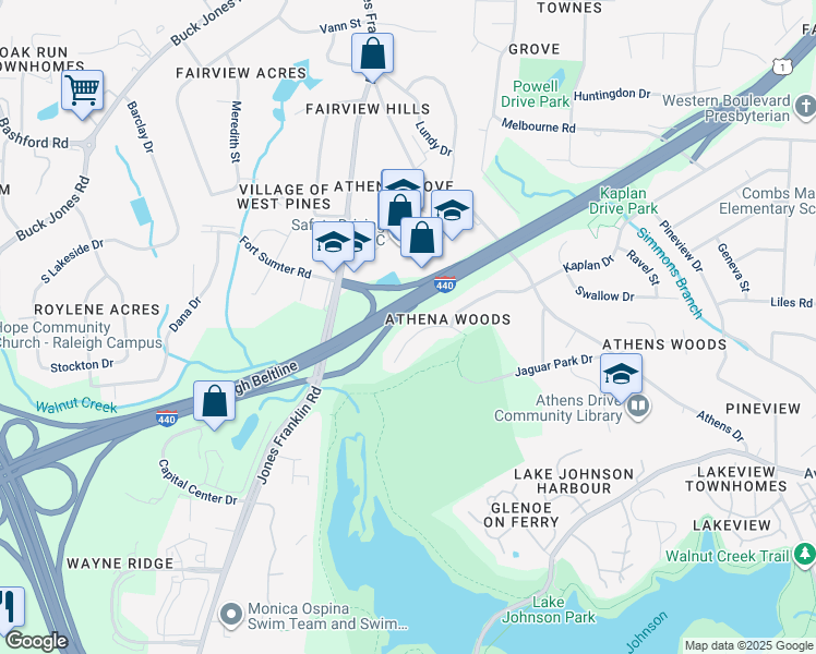 map of restaurants, bars, coffee shops, grocery stores, and more near 5620 Thea Lane in Raleigh