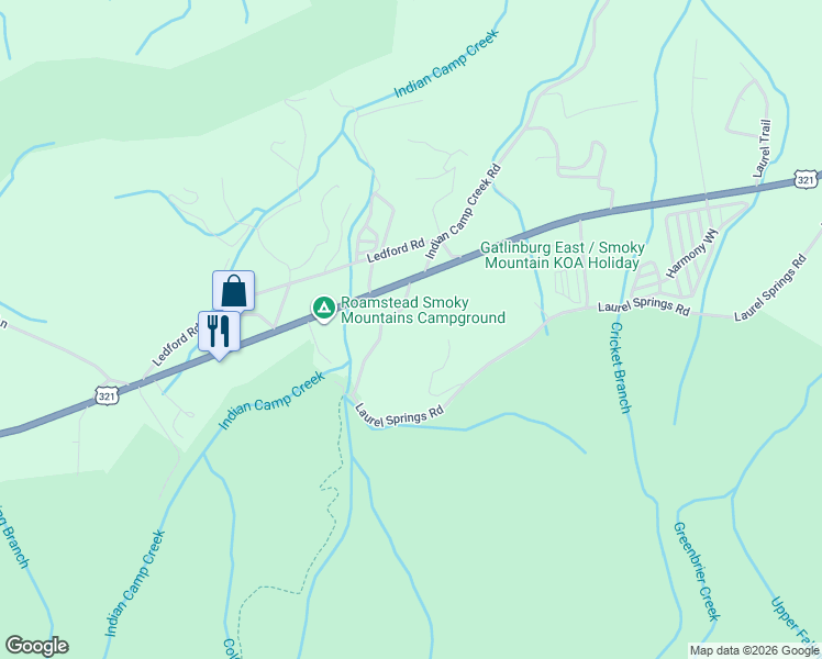 map of restaurants, bars, coffee shops, grocery stores, and more near 120 Baxter Road in Cosby