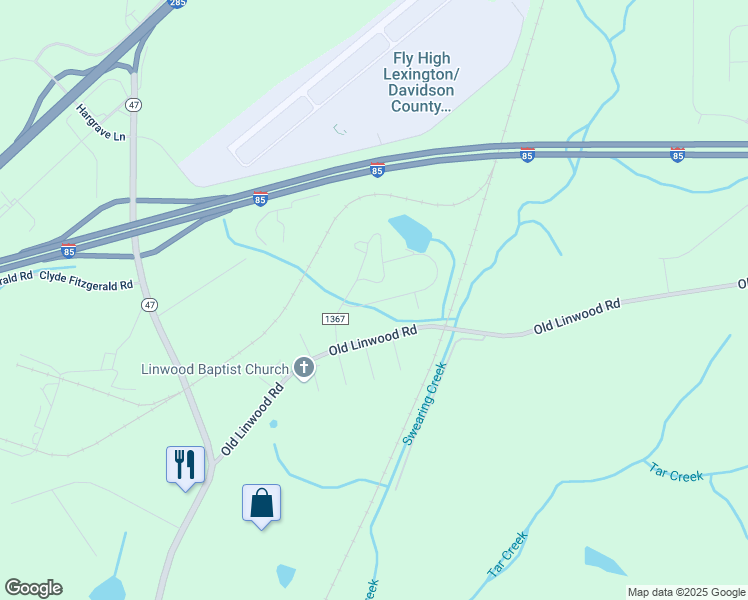 map of restaurants, bars, coffee shops, grocery stores, and more near 170 Swearing Creek Drive in Lexington