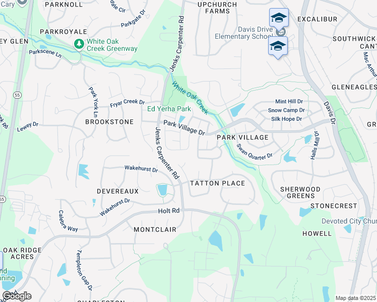 map of restaurants, bars, coffee shops, grocery stores, and more near 106 Love Valley Drive in Cary