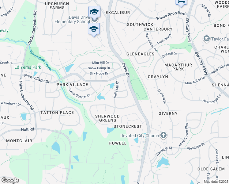 map of restaurants, bars, coffee shops, grocery stores, and more near 106 Bell Arthur Drive in Cary