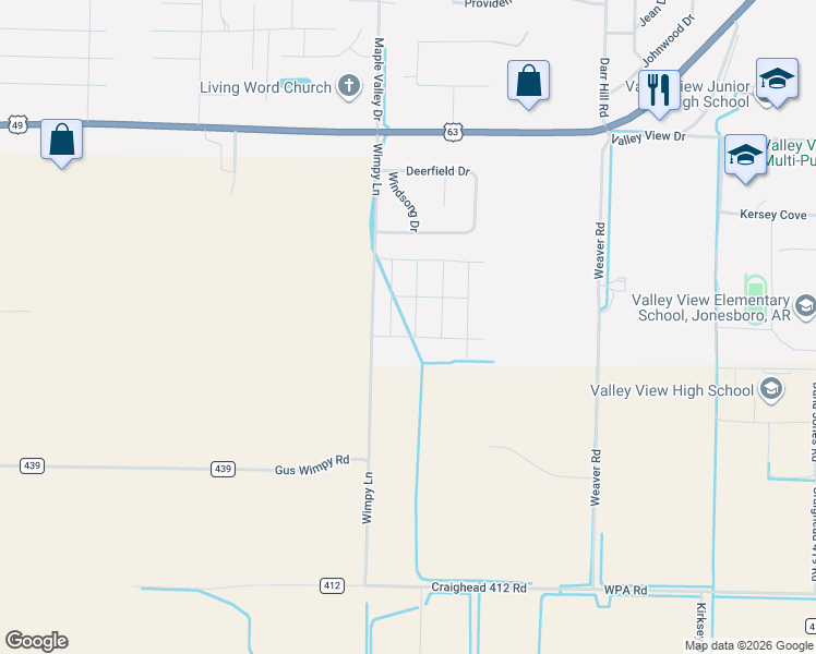 map of restaurants, bars, coffee shops, grocery stores, and more near 5204 Deerfield Drive in Jonesboro