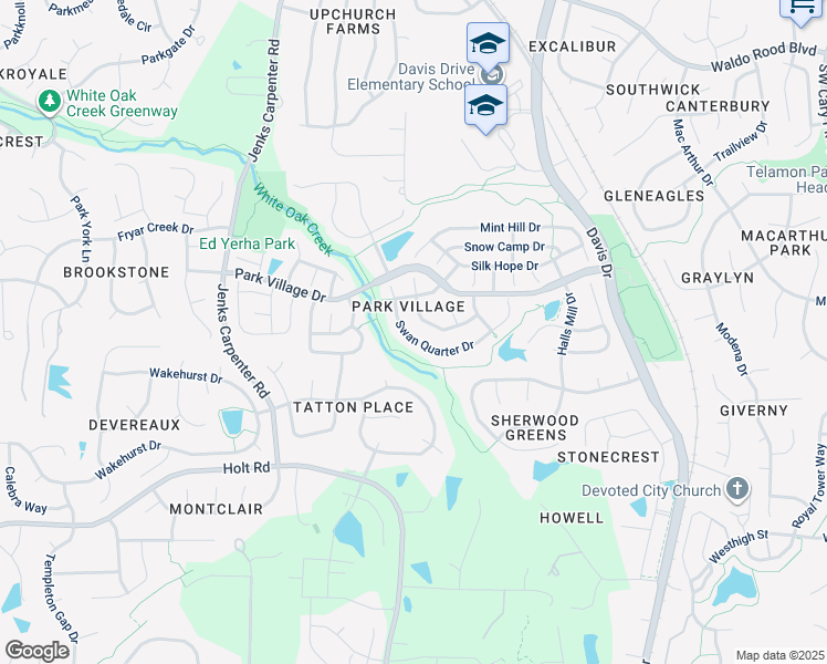 map of restaurants, bars, coffee shops, grocery stores, and more near 132 Swan Quarter Drive in Cary