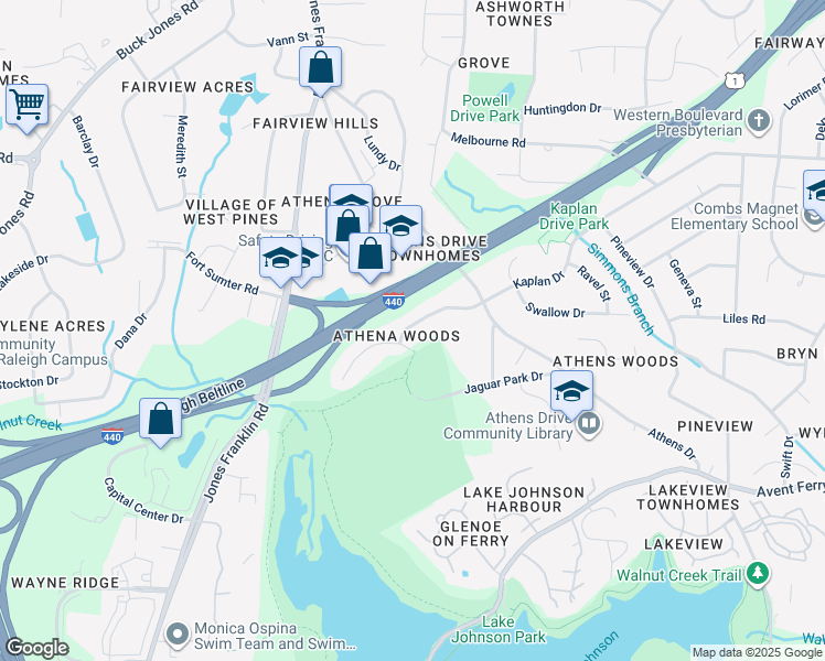 map of restaurants, bars, coffee shops, grocery stores, and more near 5537 Kaplan Drive in Raleigh