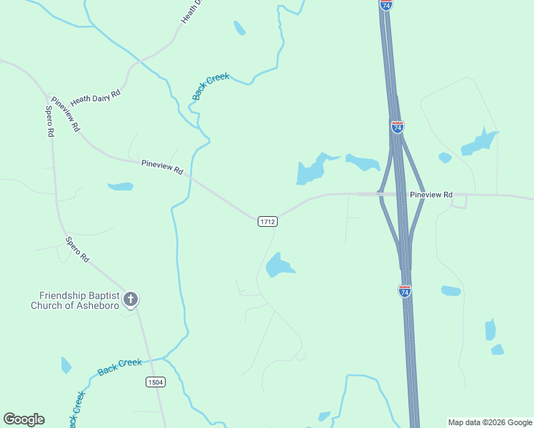 map of restaurants, bars, coffee shops, grocery stores, and more near 1404 Pineview Road in Randleman
