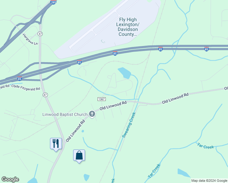 map of restaurants, bars, coffee shops, grocery stores, and more near 183 Swearing Creek Drive in Lexington