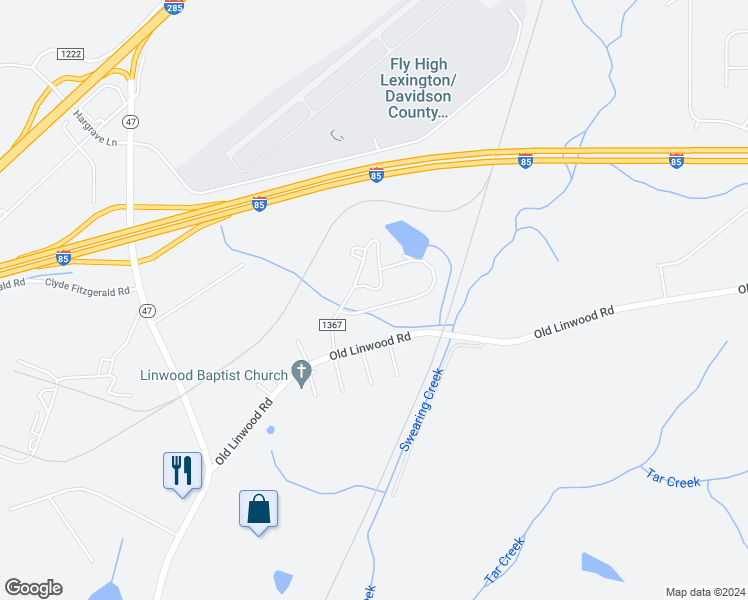 map of restaurants, bars, coffee shops, grocery stores, and more near 183 Swearing Creek Drive in Lexington