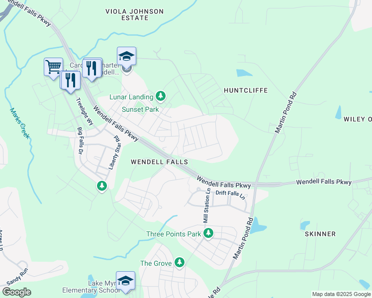map of restaurants, bars, coffee shops, grocery stores, and more near in Wendell