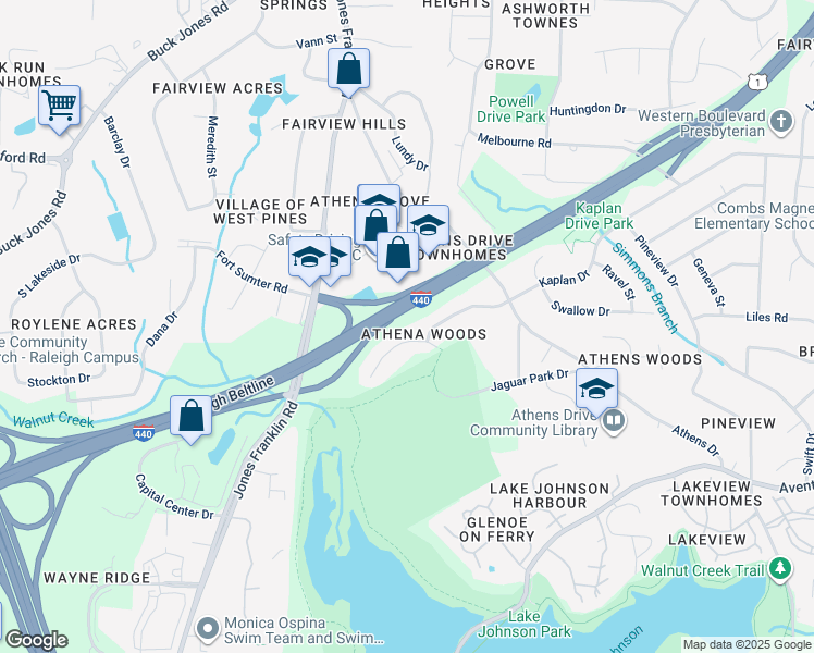 map of restaurants, bars, coffee shops, grocery stores, and more near 5548 Kaplan Drive in Raleigh