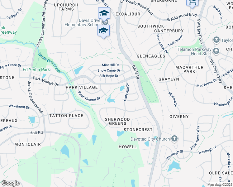 map of restaurants, bars, coffee shops, grocery stores, and more near 208 Bell Arthur Drive in Cary
