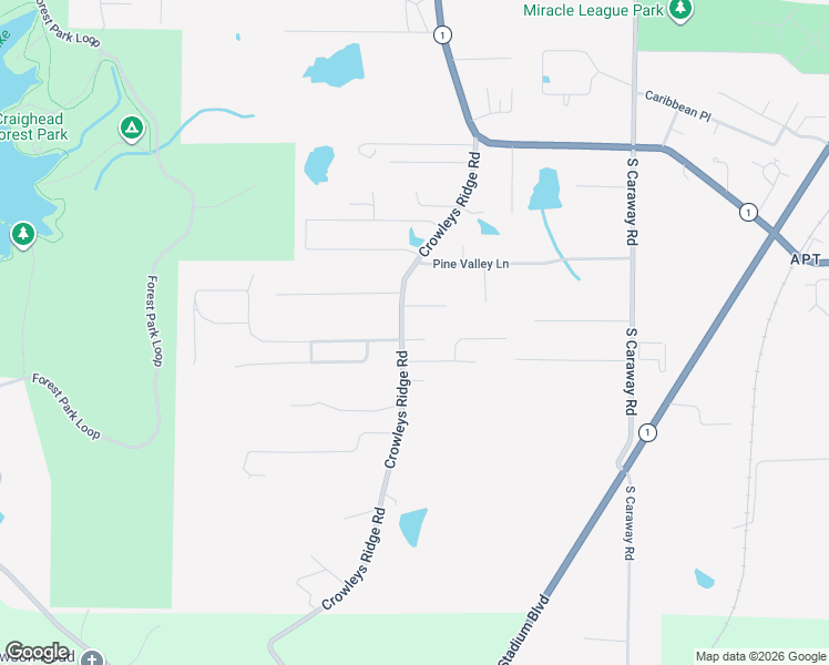 map of restaurants, bars, coffee shops, grocery stores, and more near 5506 Crowleys Ridge Road in Jonesboro