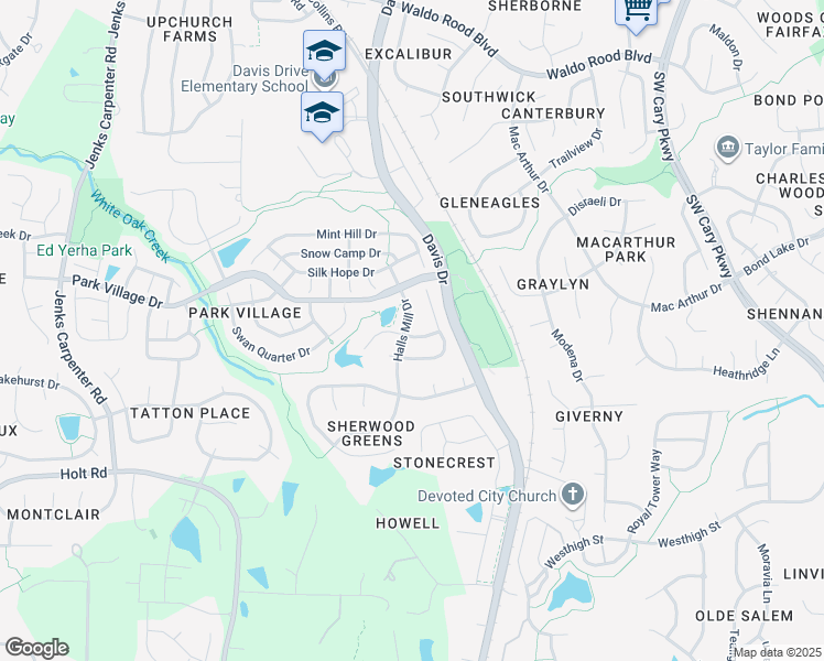 map of restaurants, bars, coffee shops, grocery stores, and more near 106 Bell Arthur Drive in Cary