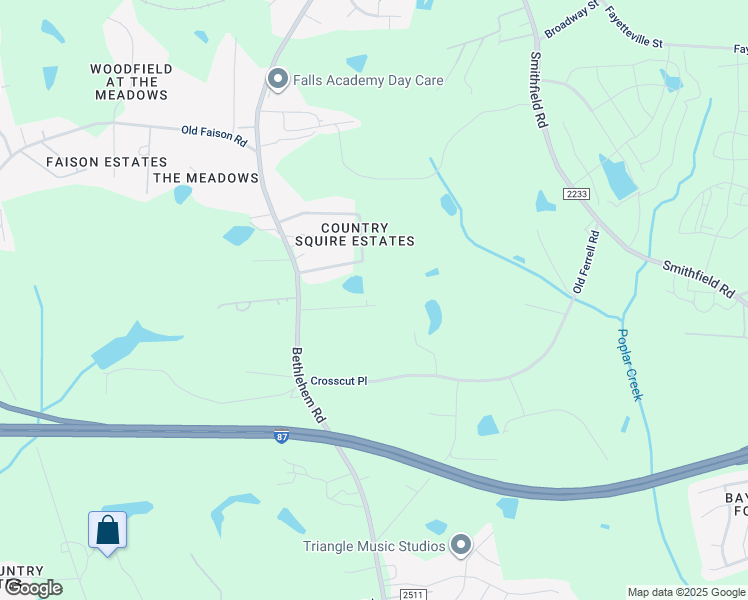 map of restaurants, bars, coffee shops, grocery stores, and more near 111 New Faison Lane in Knightdale