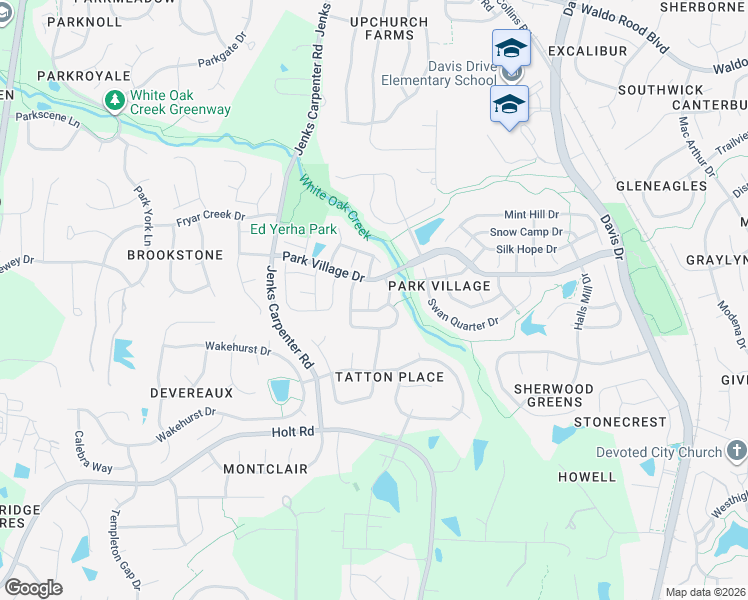 map of restaurants, bars, coffee shops, grocery stores, and more near 102 New Holland Place in Cary