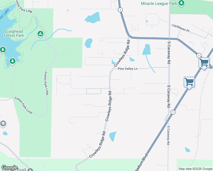 map of restaurants, bars, coffee shops, grocery stores, and more near 1606 Country Manor Lane in Jonesboro
