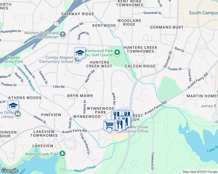 map of restaurants, bars, coffee shops, grocery stores, and more near 700 Brent Road in Raleigh