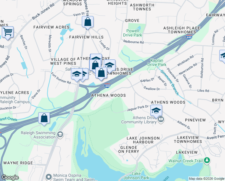 map of restaurants, bars, coffee shops, grocery stores, and more near 5525 Kaplan Drive in Raleigh