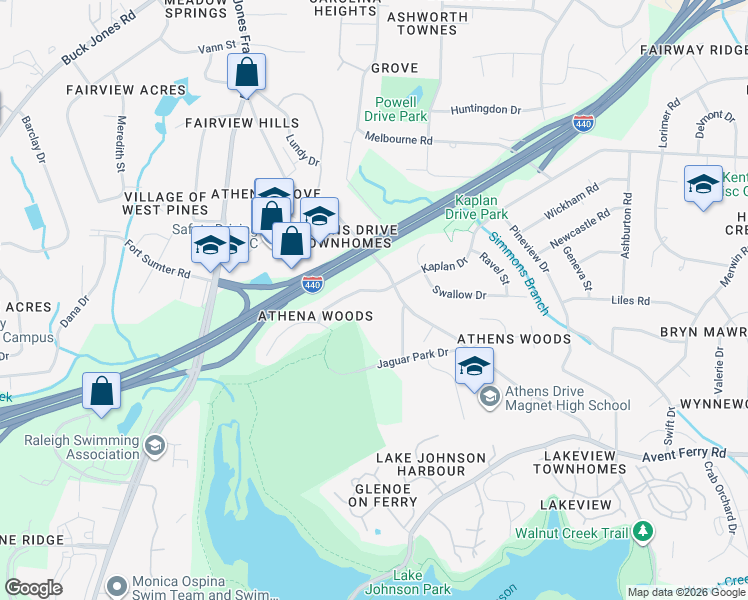 map of restaurants, bars, coffee shops, grocery stores, and more near in Raleigh