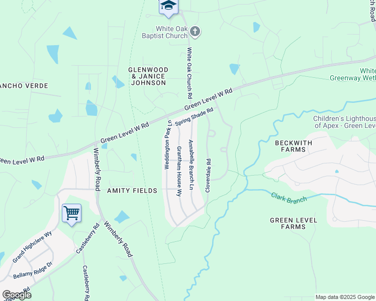 map of restaurants, bars, coffee shops, grocery stores, and more near 146 Annabelle Branch Lane in Apex